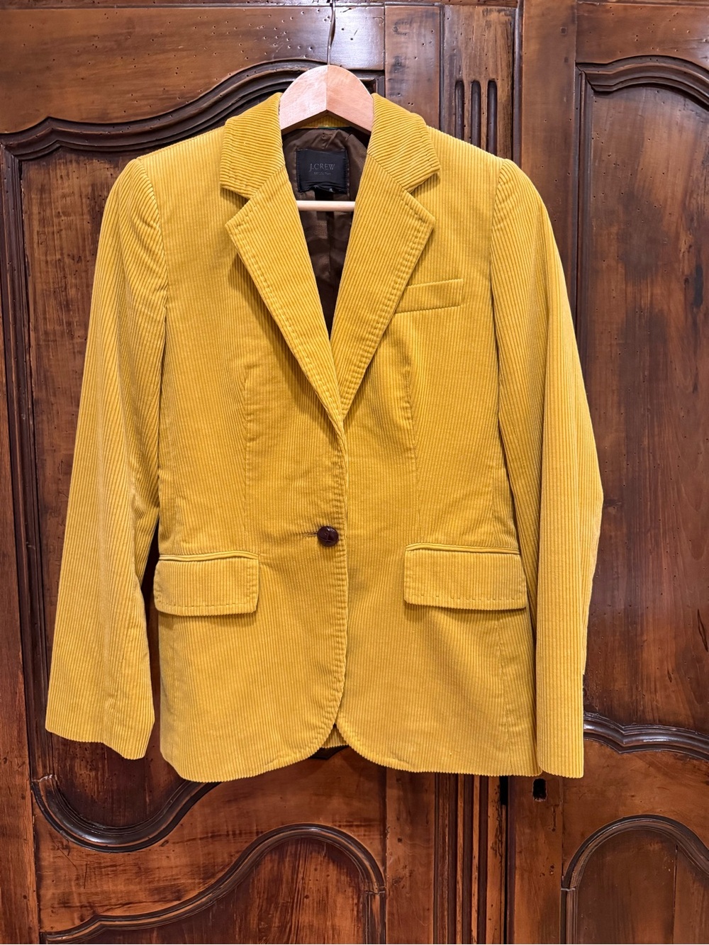 J. Crew Mustard Yellow Cotton Cashmere Collection Corduroy Blazer size 4